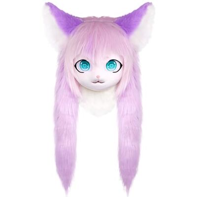 ZFKJERS Masque De Tête De Chat Furry Avec Longs Cheveux En Fausse Fourrure, Coiffe D’Animal Pour Cosplay, Accessoire De Costume Pour Adultes Pour Halloween (Violet) - Publicité ZFKJERS Masque De Tête De Chat Furry Avec Longs Cheveux En Fausse Fourrure, Coiffe D’Animal Pour Cosplay, Accessoire De Costume Pour Adultes Pour Halloween (Violet) - Publicité