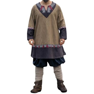 Leonardo Carbone® Freydis Tunique unisexe Broderie à la main Col en V Carnaval, Halloween, cosplay, LARP, Moyen-Âge, Viking, Costume, Robe 100 % coton - Publicité Leonardo Carbone® Freydis Tunique unisexe Broderie à la main Col en V Carnaval, Halloween, cosplay, LARP, Moyen-Âge, Viking, Costume, Robe 100 % coton - Publicité
