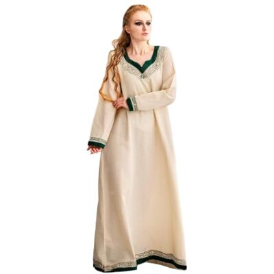 Leonardo Carbone® Lagertha Robe pour femme Broderie à la main Col en V Carnaval, Halloween, cosplay, LARP, Viking, Moyen-Âge, Costume, Robe de fête 100 % coton - Publicité Leonardo Carbone® Lagertha Robe pour femme Broderie à la main Col en V Carnaval, Halloween, cosplay, LARP, Viking, Moyen-Âge, Costume, Robe de fête 100 % coton - Publicité
