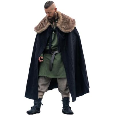Leonardo Carbone® Cape viking unisexe Janne avec fourrure synthétique Vêtements médiévaux pour homme et femme Costume de Hobbit Vêtements LARP Cosplay pour homme Halloween Carnaval Noir, - Publicité Leonardo Carbone® Cape viking unisexe Janne avec fourrure synthétique Vêtements médiévaux pour homme et femme Costume de Hobbit Vêtements LARP Cosplay pour homme Halloween Carnaval Noir, - Publicité