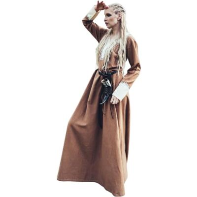 Leonardo Carbone® Robe viking Freya pour femme Broderie à la main Bicolore Carnaval Halloween Cosplay Moyen-Âge Costume Robe de fête 100 % coton - Publicité Leonardo Carbone® Robe viking Freya pour femme Broderie à la main Bicolore Carnaval Halloween Cosplay Moyen-Âge Costume Robe de fête 100 % coton - Publicité