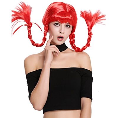 WIG ME UP DDH-T8175-PC13 Perruque Dame Carnaval Halloween gamine impertinente Lolita nattes tressés Frange Rouge - Publicité WIG ME UP DDH-T8175-PC13 Perruque Dame Carnaval Halloween gamine impertinente Lolita nattes tressés Frange Rouge - Publicité