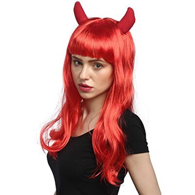 WIG ME UP 90897-ZA13 Perruque Mesdames Carnaval Halloween Longs, Rouges, Cornes, Diable pin-up Poney Retro Rockabilly 50 cm - Publicité WIG ME UP 90897-ZA13 Perruque Mesdames Carnaval Halloween Longs, Rouges, Cornes, Diable pin-up Poney Retro Rockabilly 50 cm - Publicité
