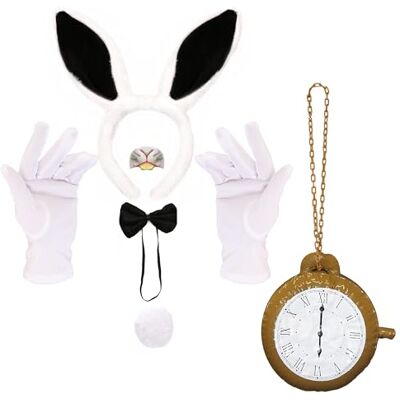 I LOVE FANCY DRESS COSTUME ADULTE ENSEMBLE D'ACCESSOIRES DE LAPIN SERRE-TÊTE DE LAPIN OREILLES + NŒUD PAPILLON + QUEUE DE LAPIN DUVET + HORLOGE GONFLABLE GÉANTE + NEZ DE LAPIN + GANTS BLANCS LIVRE D'HISTOIRES - Publicité I LOVE FANCY DRESS COSTUME ADULTE ENSEMBLE D'ACCESSOIRES DE LAPIN SERRE-TÊTE DE LAPIN OREILLES + NŒUD PAPILLON + QUEUE DE LAPIN DUVET + HORLOGE GONFLABLE GÉANTE + NEZ DE LAPIN + GANTS BLANCS LIVRE D'HISTOIRES - Publicité