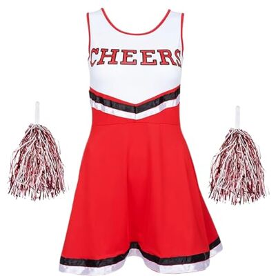 REDSTAR Déguisement fille pompom girl robe cheerleader avec pompons assortis, costume enfant pour Halloween, carnaval, anniversaire, cosplay et fête - Publicité REDSTAR Déguisement fille pompom girl robe cheerleader avec pompons assortis, costume enfant pour Halloween, carnaval, anniversaire, cosplay et fête - Publicité