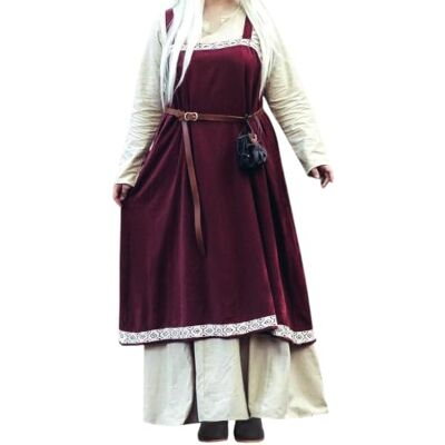 Leonardo Carbone® Halla Surrobe pour femme Bordure brodée à la main Design médiéval Carnaval, Halloween, cosplay, LARP, robe, costume, robe 100 % coton - Publicité Leonardo Carbone® Halla Surrobe pour femme Bordure brodée à la main Design médiéval Carnaval, Halloween, cosplay, LARP, robe, costume, robe 100 % coton - Publicité