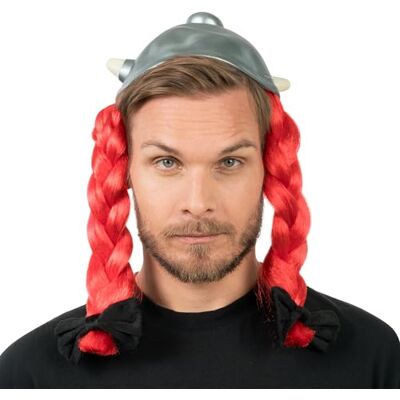 Chaks Casque Obélix en latex avec tresses rouges, accessoires officiels pour costumes Astérix et Obélix pour adultes, carnaval - Publicité Chaks Casque Obélix en latex avec tresses rouges, accessoires officiels pour costumes Astérix et Obélix pour adultes, carnaval - Publicité
