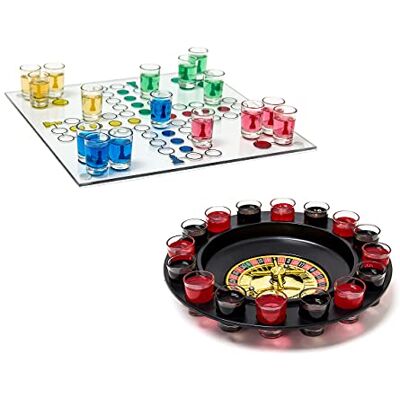 Relaxdays Set de 2 Jeux d'alcool, Ludo, Roulette, fête, Anniversaire, soirée, schnaps, pour Adultes, 16 Verres - Publicité Relaxdays Set de 2 Jeux d'alcool, Ludo, Roulette, fête, Anniversaire, soirée, schnaps, pour Adultes, 16 Verres - Publicité