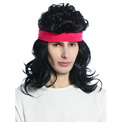WIG ME UP CW-028A-P103 perruque bandeau carnaval années 80 mulet star action beauf noir - Publicité WIG ME UP CW-028A-P103 perruque bandeau carnaval années 80 mulet star action beauf noir - Publicité