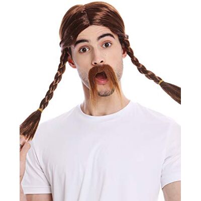 WIG ME UP 91099-ZA33 Perruque et Moustache Homme Brun Rouge Tresses Gaulois Germain Barbare celte Viking Norman Barde - Publicité WIG ME UP 91099-ZA33 Perruque et Moustache Homme Brun Rouge Tresses Gaulois Germain Barbare celte Viking Norman Barde - Publicité
