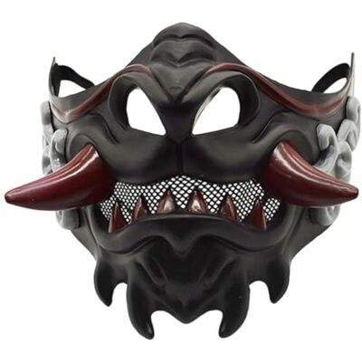 Sanfly Masque Demi-visage Samurai Oni En Plastique, Masque Hannya Japonais Pour Costume D'halloween, Accessoires De Fête Cosplay - Publicité Sanfly Masque Demi-visage Samurai Oni En Plastique, Masque Hannya Japonais Pour Costume D'halloween, Accessoires De Fête Cosplay - Publicité