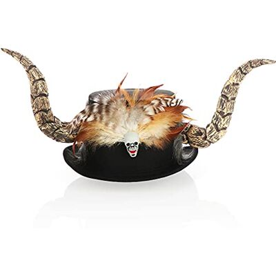 com-four ® Chapeau Voodoo, Couvre-chef pour soirées à thème Carnaval Halloween et Jour des Morts Chapeau Noir avec Plumes crâne et Cornes Accessoires de Costume - Publicité com-four ® Chapeau Voodoo, Couvre-chef pour soirées à thème Carnaval Halloween et Jour des Morts Chapeau Noir avec Plumes crâne et Cornes Accessoires de Costume - Publicité