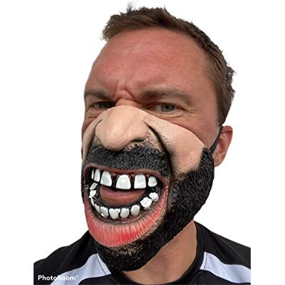Rubber Johnnies Masque amusant en colère pour adulte, voleur, gringo, logan, fausses dents, barbe, chaume, déguisement, enterrement de vie de garçon - Publicité Rubber Johnnies Masque amusant en colère pour adulte, voleur, gringo, logan, fausses dents, barbe, chaume, déguisement, enterrement de vie de garçon - Publicité