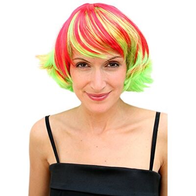 WIG ME UP VK Event Fashion Wahou Perruque De Couleur Rouge Et Jaune, Style Disco, Idéal pour Soirée. Publicité WIG ME UP VK Event Fashion Wahou Perruque De Couleur Rouge Et Jaune, Style Disco, Idéal pour Soirée. Publicité
