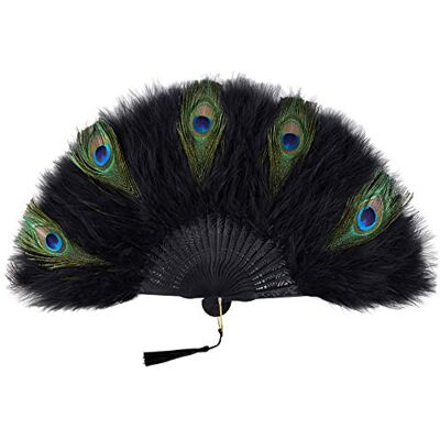 BABEYOND Éventail en Plumes de Marabou des Années 1920 Accessoire de déguisement pour cocktail, mariage, fête, Halloween, carnaval, carnaval - Publicité BABEYOND Éventail en Plumes de Marabou des Années 1920 Accessoire de déguisement pour cocktail, mariage, fête, Halloween, carnaval, carnaval - Publicité