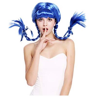 WIG ME UP DDH-T8175-PC3 Perruque Dame Carnaval Halloween gamine impertinente Lolita nattes tressés Frange Bleue - Publicité WIG ME UP DDH-T8175-PC3 Perruque Dame Carnaval Halloween gamine impertinente Lolita nattes tressés Frange Bleue - Publicité