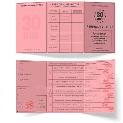 STC Faux Permis Humoristique 30 Ans Permis de Vieillir/Dimensions : 44 x 20,5 cm - Publicité STC Faux Permis Humoristique 30 Ans Permis de Vieillir/Dimensions : 44 x 20,5 cm - Publicité