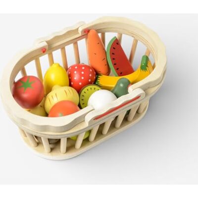 oxybul Panier de 13 Fruits et légumes en Bois 3-8 Ans - Publicité oxybul Panier de 13 Fruits et légumes en Bois 3-8 Ans - Publicité