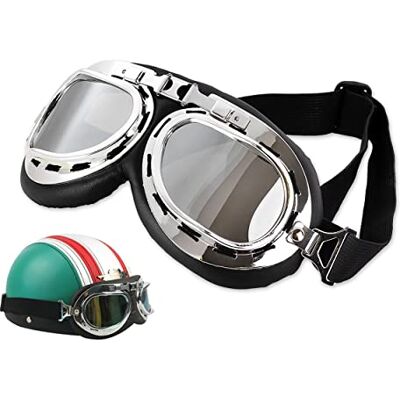 DS.DISTINCTIVE STYLE ds. distinctive style Cosplay Lunette Aviateur Steampunk Lunette Moto Vintage (Noir Lentille Transparente) - Publicité DS.DISTINCTIVE STYLE ds. distinctive style Cosplay Lunette Aviateur Steampunk Lunette Moto Vintage (Noir Lentille Transparente) - Publicité