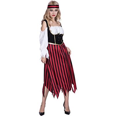 EraSpooky Pirate Déguisement Femme Rayures Costume Halloween Adulte - Publicité EraSpooky Pirate Déguisement Femme Rayures Costume Halloween Adulte - Publicité