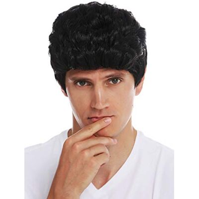 WIG ME UP SARL084-P103 Perruque Carnaval Halloween Hommes Court Cool ondulé Toupet favoris Rockabilly années 50 60 Noir - Publicité WIG ME UP SARL084-P103 Perruque Carnaval Halloween Hommes Court Cool ondulé Toupet favoris Rockabilly années 50 60 Noir - Publicité