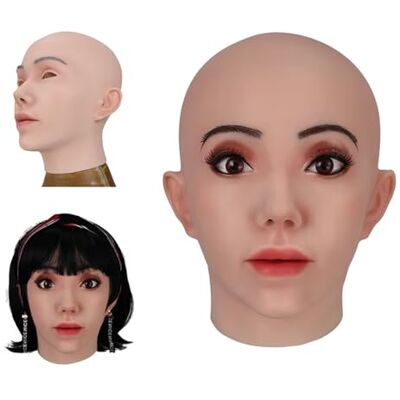 FSYH Masque de tête en Silicone Masques féminins réalistes Fait à la Main Visage Complet Peut constituer Un Masque de beauté pour travesti Halloween - Publicité FSYH Masque de tête en Silicone Masques féminins réalistes Fait à la Main Visage Complet Peut constituer Un Masque de beauté pour travesti Halloween - Publicité