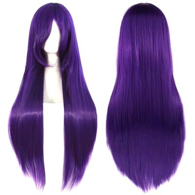 Panda violet foncé longue droite Cosplay perruque avec frange perruque de cheveux synthétiques naturels pour femmes ou filles pour Halloween Costume Party ou usage quotidien - Publicité Panda violet foncé longue droite Cosplay perruque avec frange perruque de cheveux synthétiques naturels pour femmes ou filles pour Halloween Costume Party ou usage quotidien - Publicité