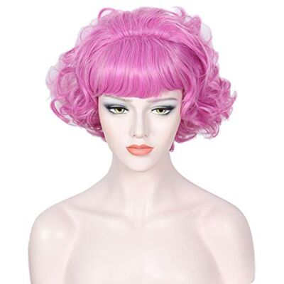 Linfairy Perruque courte bouclée rose années 50 pour femme, costume d'Halloween - Publicité Linfairy Perruque courte bouclée rose années 50 pour femme, costume d'Halloween - Publicité