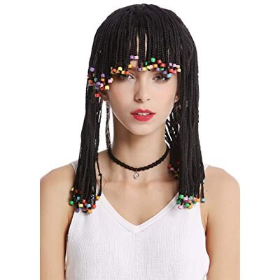 WIG ME UP MH-F152-ZA103 Perruque noire dame homme tressée mèches perlées frange afro caraïbes look sexy hippie courtisane harem - Publicité WIG ME UP MH-F152-ZA103 Perruque noire dame homme tressée mèches perlées frange afro caraïbes look sexy hippie courtisane harem - Publicité