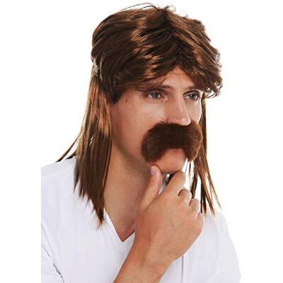 WIG ME UP SARL062-P6 Perruque Moustache Halloween Hommes beauf mulet années 70 80 gaulois Brun - Publicité WIG ME UP SARL062-P6 Perruque Moustache Halloween Hommes beauf mulet années 70 80 gaulois Brun - Publicité