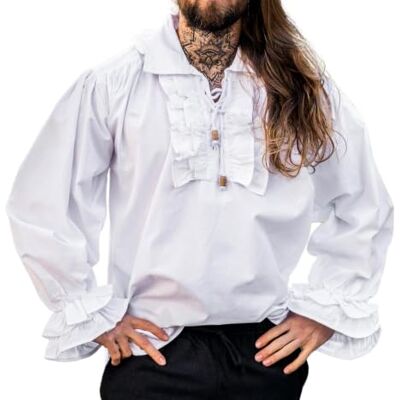 Leonardo Carbone® Chemise Pirate Vampire Dracula avec Volants Chemise Medievale Homme Manche Longue, Costume Pirate, Tenue et Vetements de Festival, LARP, Renaissance, Cosplay 100% Coton - Publicité Leonardo Carbone® Chemise Pirate Vampire Dracula avec Volants Chemise Medievale Homme Manche Longue, Costume Pirate, Tenue et Vetements de Festival, LARP, Renaissance, Cosplay 100% Coton - Publicité