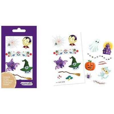 Namaki Tatouages Temporaires Halloween pour Enfants – Chauve-Souris, Fantôme, Vampire et Araignée – - Publicité Namaki Tatouages Temporaires Halloween pour Enfants – Chauve-Souris, Fantôme, Vampire et Araignée – - Publicité