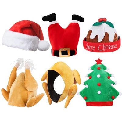 REDSTAR FANCY DRESS Pack de 6 Bonnets de Noël Adultes Contenant Chapeaux de Père Noël, de Dinde de Noël, de Pudding de Noël et Chapeau Sapin de Noël Accessoires de Noël à Porter pour Adultes. Publicité REDSTAR FANCY DRESS Pack de 6 Bonnets de Noël Adultes Contenant Chapeaux de Père Noël, de Dinde de Noël, de Pudding de Noël et Chapeau Sapin de Noël Accessoires de Noël à Porter pour Adultes. Publicité
