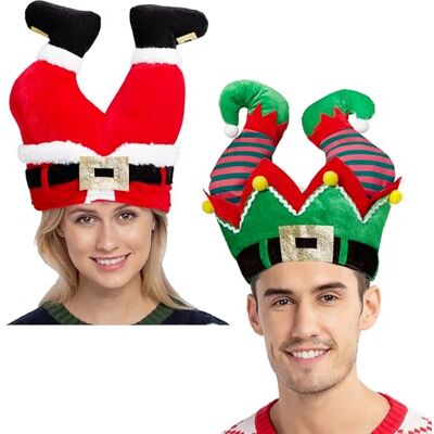 JOYIN Chapeau de Père Noël et Lutin avec pieds, pour fête de Noël amusante, hilarante et festive, accessoire de déguisement - Publicité JOYIN Chapeau de Père Noël et Lutin avec pieds, pour fête de Noël amusante, hilarante et festive, accessoire de déguisement - Publicité