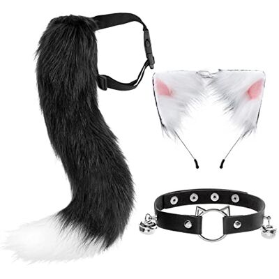 DRESHOW Renard Fausse Fourrure Queue Chat Oreilles Bandeau Femmes Adultes Halloween Pête Costume tour de Cou Cosplay Ensemble - Publicité DRESHOW Renard Fausse Fourrure Queue Chat Oreilles Bandeau Femmes Adultes Halloween Pête Costume tour de Cou Cosplay Ensemble - Publicité