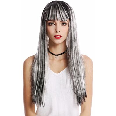 WIG ME UP 90770-ZA68C+ZA103 Perruque dame halloween carnaval gris argent noir blanc mechée cheveux lisses très longs frange Disco alien fée sorcière - Publicité WIG ME UP 90770-ZA68C+ZA103 Perruque dame halloween carnaval gris argent noir blanc mechée cheveux lisses très longs frange Disco alien fée sorcière - Publicité