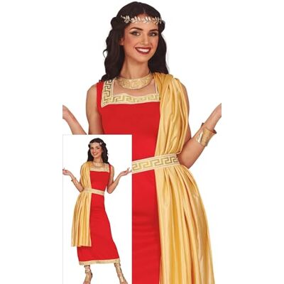 Robe romaine rouge et dorée pour femme - vêtements - Publicité Robe romaine rouge et dorée pour femme - vêtements - Publicité