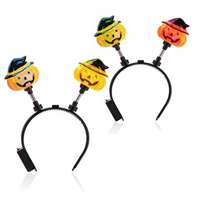com-four ® 2x serre-tête Halloween citrouille avec lumière LED serre-tête comme accessoire de déguisement pour soirées à thème carnaval ou anniversaire coiffe - Publicité com-four ® 2x serre-tête Halloween citrouille avec lumière LED serre-tête comme accessoire de déguisement pour soirées à thème carnaval ou anniversaire coiffe - Publicité