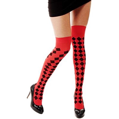Dress Me Up Carnaval bas dame genoux carreaux rouges et noirs harlequin Z172 - Publicité Dress Me Up Carnaval bas dame genoux carreaux rouges et noirs harlequin Z172 - Publicité