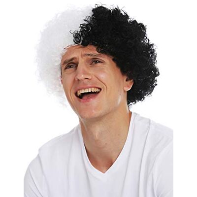 WIG ME UP MMAM-15M Perruque Carnaval Afro Noir Blanc Deux Parties Volume Hommes Femmes - Publicité WIG ME UP MMAM-15M Perruque Carnaval Afro Noir Blanc Deux Parties Volume Hommes Femmes - Publicité