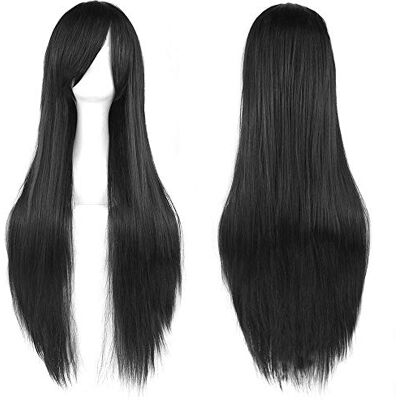 Panda noir longue droite Cosplay perruque avec frange perruque de cheveux synthétiques naturels pour femmes ou filles pour Halloween Costume Party ou usage quotidien - Publicité Panda noir longue droite Cosplay perruque avec frange perruque de cheveux synthétiques naturels pour femmes ou filles pour Halloween Costume Party ou usage quotidien - Publicité