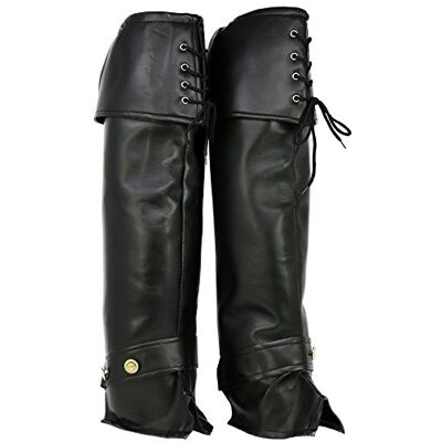 com-four ® Guêtres de Bottes en Cuir synthétique Noir, Dessus de Bottes carnaval et Halloween pirate - Publicité com-four ® Guêtres de Bottes en Cuir synthétique Noir, Dessus de Bottes carnaval et Halloween pirate - Publicité