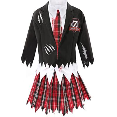 I LOVE FANCY DRESS Costume d'écolière zombie pour filles – Uniforme scolaire taché de sang noir et tartan avec bords en lambeaux – Déguisement d'Halloween pour enfants - Publicité I LOVE FANCY DRESS Costume d'écolière zombie pour filles – Uniforme scolaire taché de sang noir et tartan avec bords en lambeaux – Déguisement d'Halloween pour enfants - Publicité