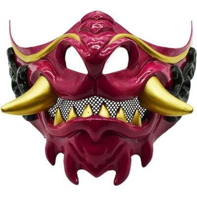 Sanfly Masque Demi-visage Samurai Oni En Plastique, Masque Hannya Japonais Pour Costume D'halloween, Accessoires De Fête Cosplay - Publicité Sanfly Masque Demi-visage Samurai Oni En Plastique, Masque Hannya Japonais Pour Costume D'halloween, Accessoires De Fête Cosplay - Publicité