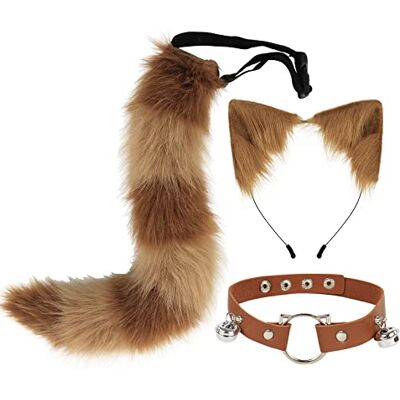 DRESHOW Renard Fausse Fourrure Queue Chat Oreilles Bandeau Femmes Adultes Halloween Pête Costume tour de Cou Cosplay Ensemble - Publicité DRESHOW Renard Fausse Fourrure Queue Chat Oreilles Bandeau Femmes Adultes Halloween Pête Costume tour de Cou Cosplay Ensemble - Publicité