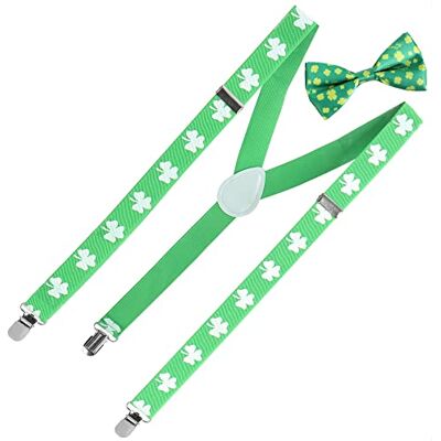 com-four® 2 pièces Ensemble de la Saint-Patrick, Bretelles et nœud Accessoires de costume Tenue de costume pour le carnaval et les soirées à thème - Publicité com-four® 2 pièces Ensemble de la Saint-Patrick, Bretelles et nœud Accessoires de costume Tenue de costume pour le carnaval et les soirées à thème - Publicité