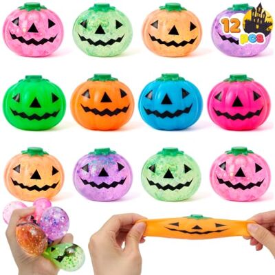 JOYIN Lot de 12 jouets à presser en forme de citrouille d'Halloween Jouets à remonter lentement Anti-stress Anti-anxiété Jouet sensoriel pour enfants et adolescents - Publicité JOYIN Lot de 12 jouets à presser en forme de citrouille d'Halloween Jouets à remonter lentement Anti-stress Anti-anxiété Jouet sensoriel pour enfants et adolescents - Publicité