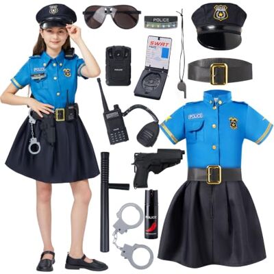 Spooktacular Creations Spooktacular Costume Costume de policier pour enfants en bleu clair pour filles de 3T à L - Publicité Spooktacular Creations Spooktacular Costume Costume de policier pour enfants en bleu clair pour filles de 3T à L - Publicité
