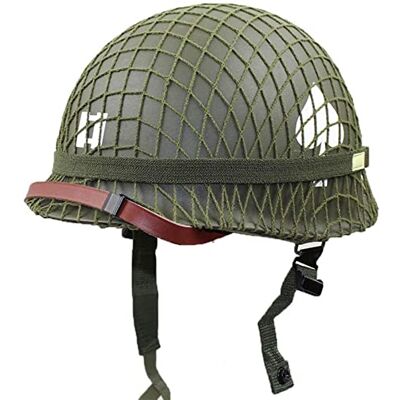 LUCKYYAN Perfect WW2 US Army M1 Réplique de Casque Vert avec Filet et Sangle de Menton en Toile DIY Peinture - Publicité LUCKYYAN Perfect WW2 US Army M1 Réplique de Casque Vert avec Filet et Sangle de Menton en Toile DIY Peinture - Publicité