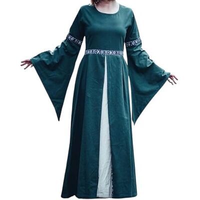 Leonardo Carbone® AVA Robe d'automne pour femme Laçage réglable Bandes décoratives Carnaval, Halloween, cosplay, LARP, robe médiévale, costume, 100 % coton - Publicité Leonardo Carbone® AVA Robe d'automne pour femme Laçage réglable Bandes décoratives Carnaval, Halloween, cosplay, LARP, robe médiévale, costume, 100 % coton - Publicité